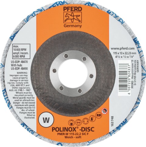 PFERD POLINOX WHEEL UNITIZED DISC PNER-W 115-22.2 C FINE